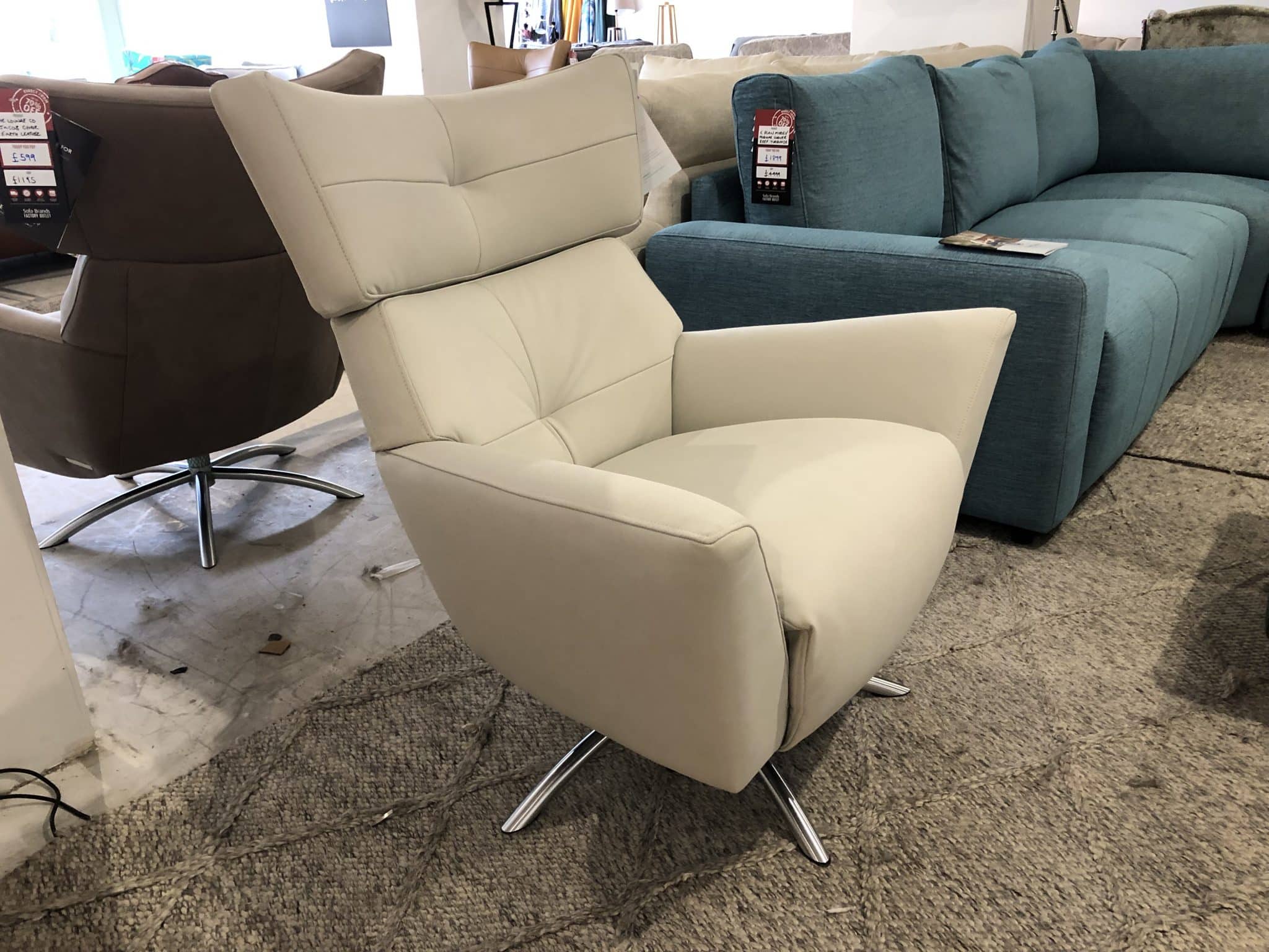The Lounge Co Jacob Swivel Chair in Sand Leather