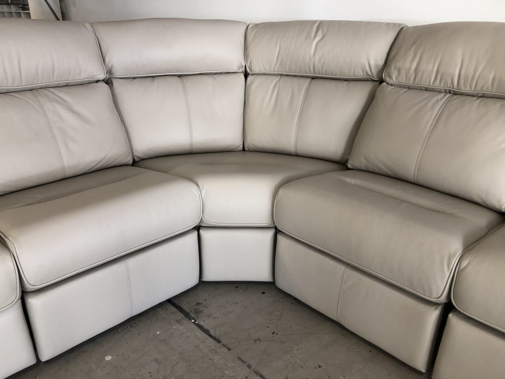 G Plan Ellis Large Corner Sofa with electric recliners in Oxford Putty