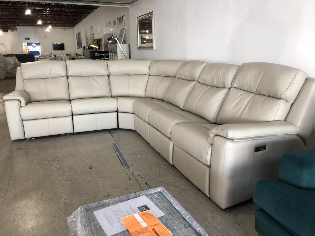 G Plan Ellis Large Corner Sofa with electric recliners in Oxford Putty