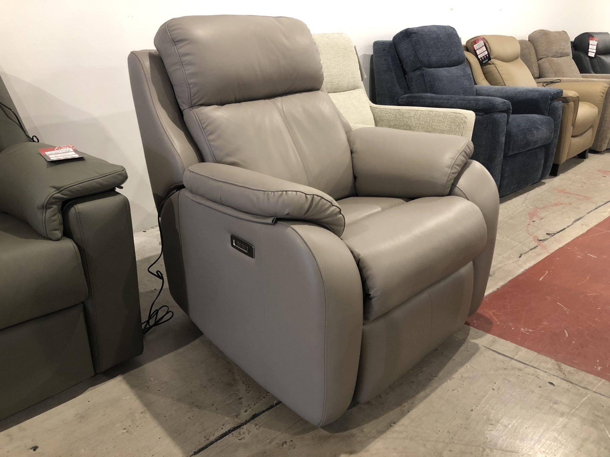 G Plan Kingsbury Electric Recliner Chair in Oxford Mushroom