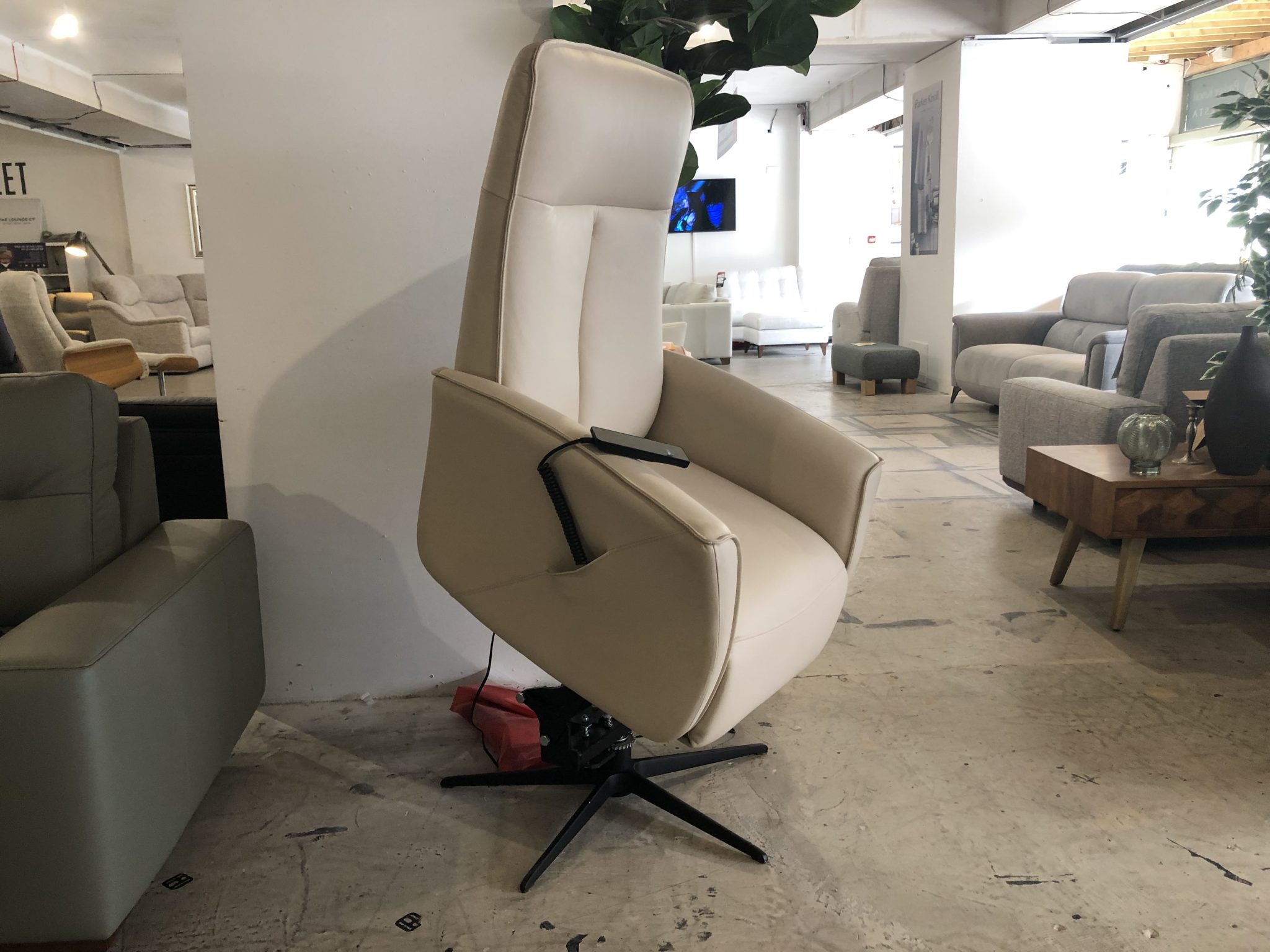 G Plan Odense Electric Rise and Recline Swivel Armchair in Cambridge Stone