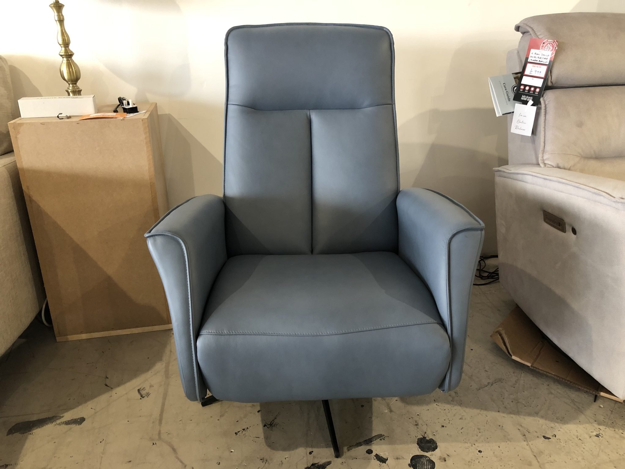 G Plan Cartmel Electric Rise and Recline Swivel Armchair in Cambridge Sky