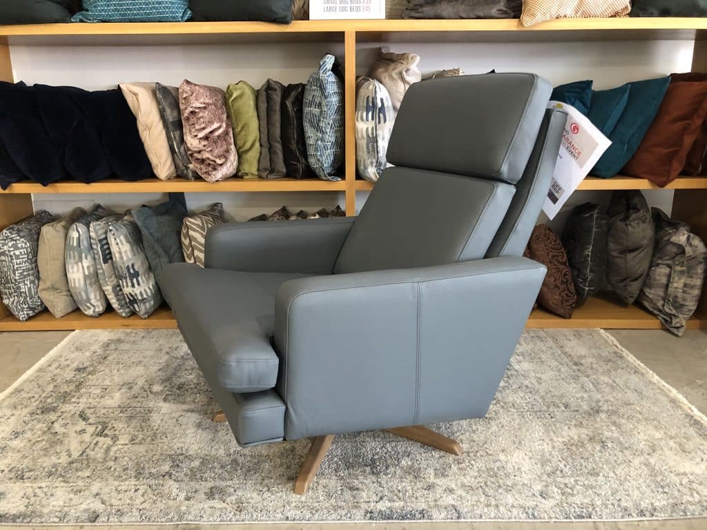 Collins and Hayes Banks Swivel Chair in Blue Leather