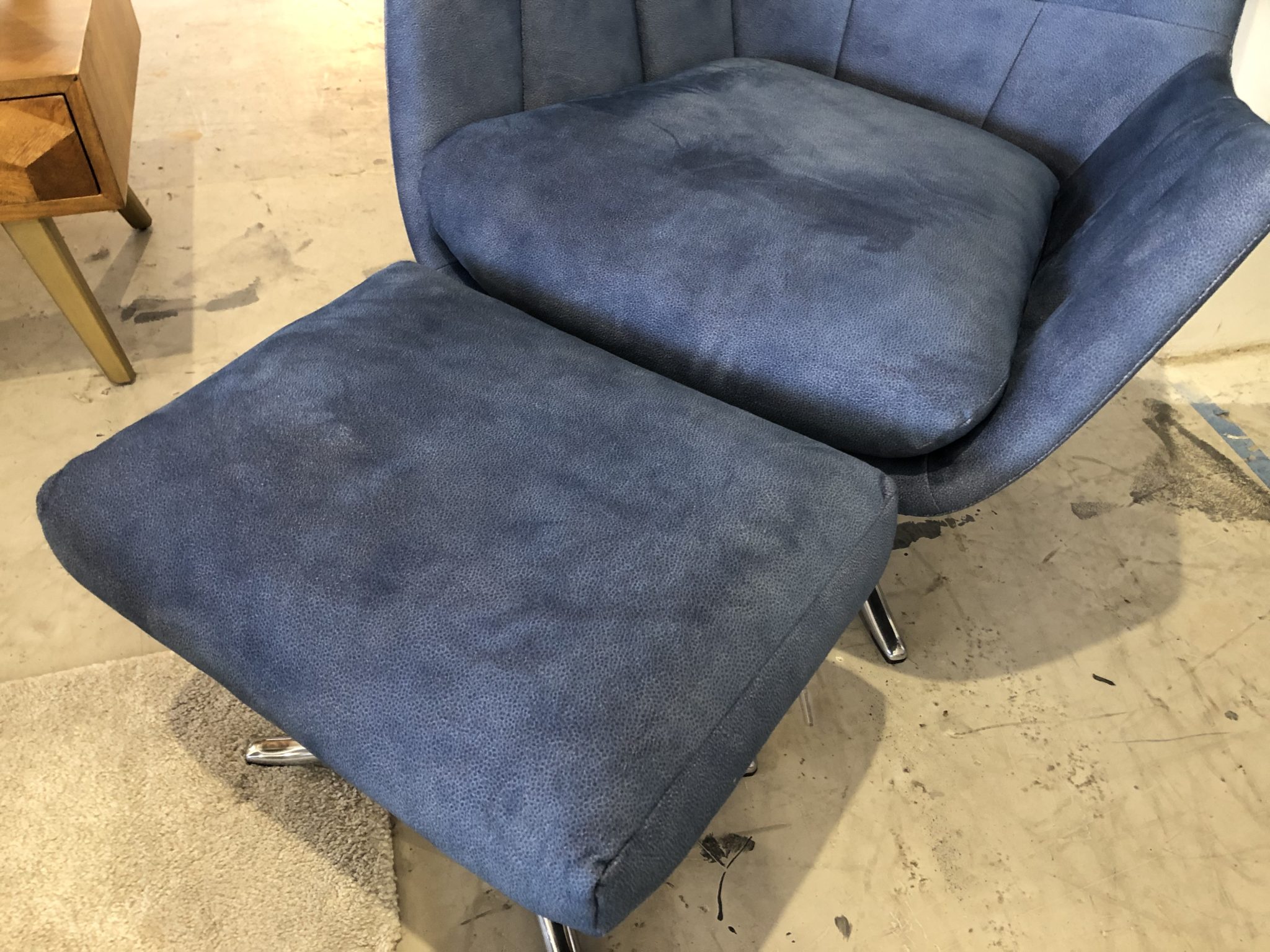 G Plan Actona Swivel Armchair with Footrest in Blue