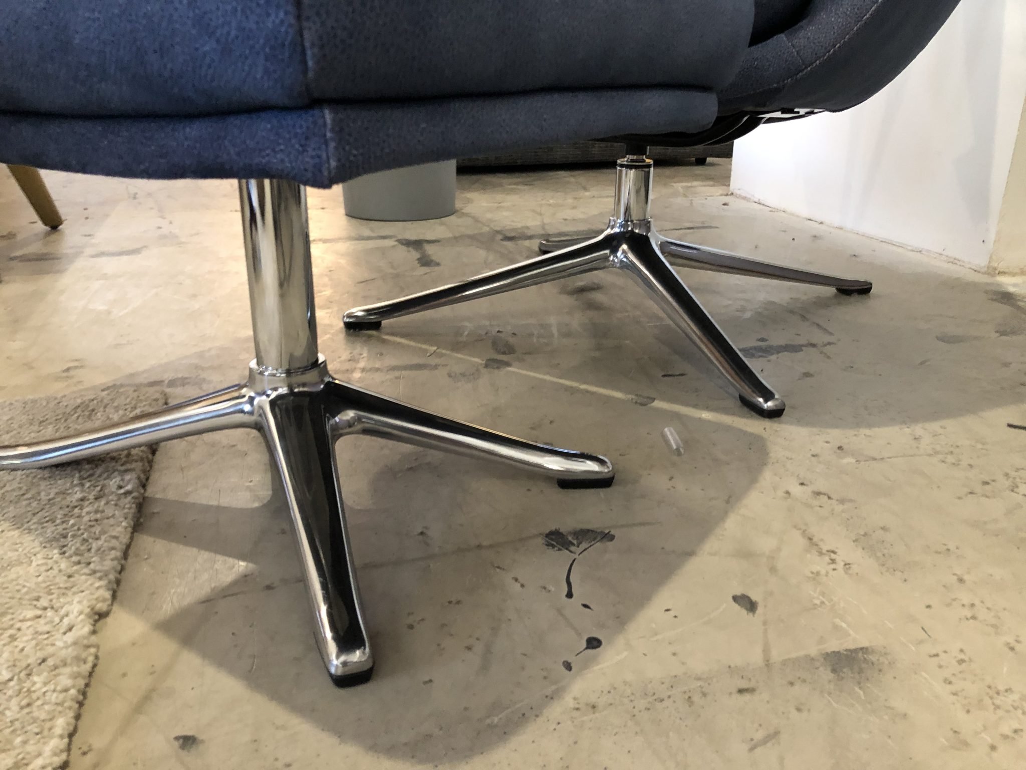G Plan Actona Swivel Armchair with Footrest in Blue