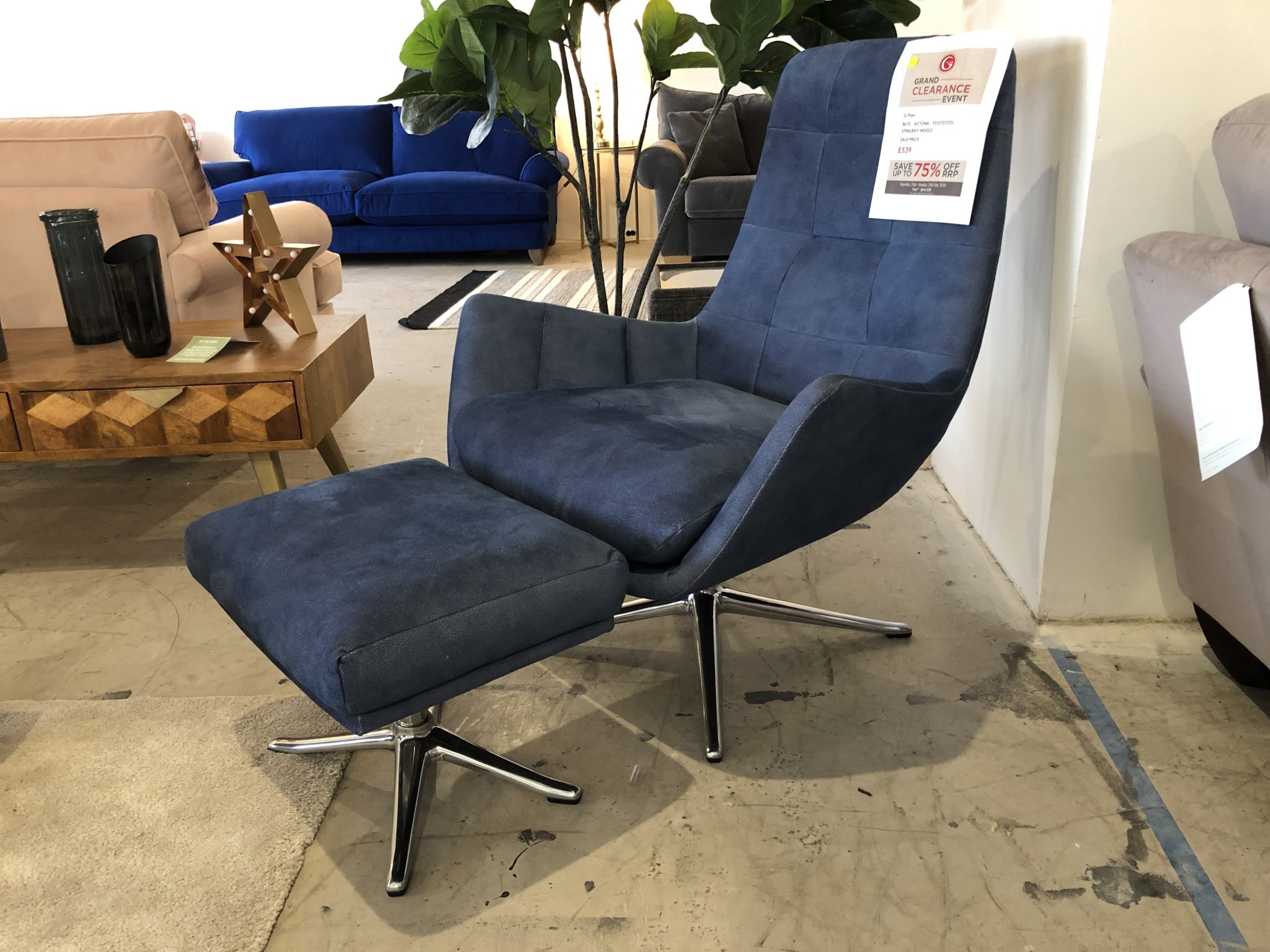 Image - 2026-08-07T122332.933 G Plan Actona Swivel Armchair with Footrest in Blue
