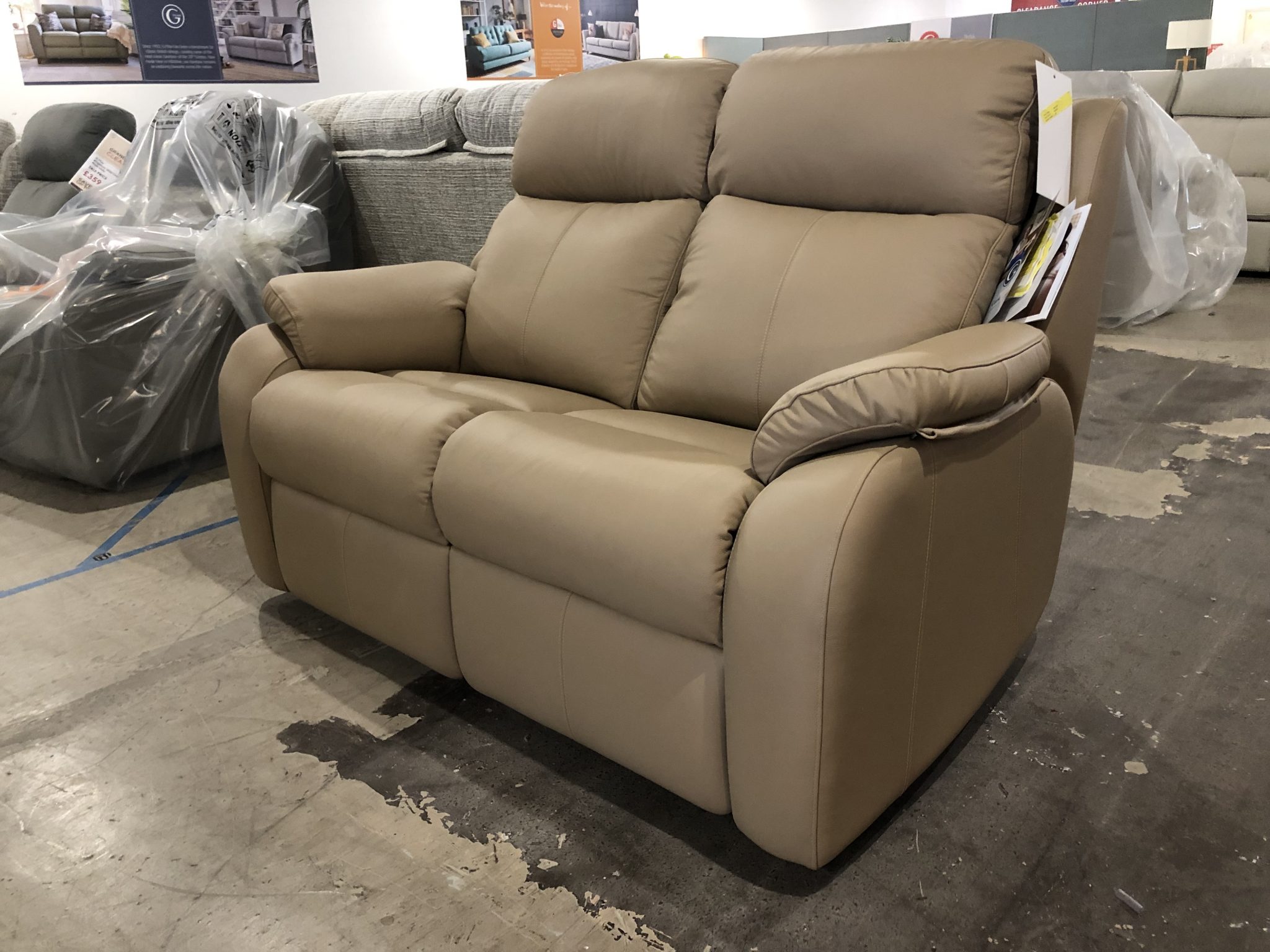 G Plan Kingsbury 2 Seater Sofa in light brown leather