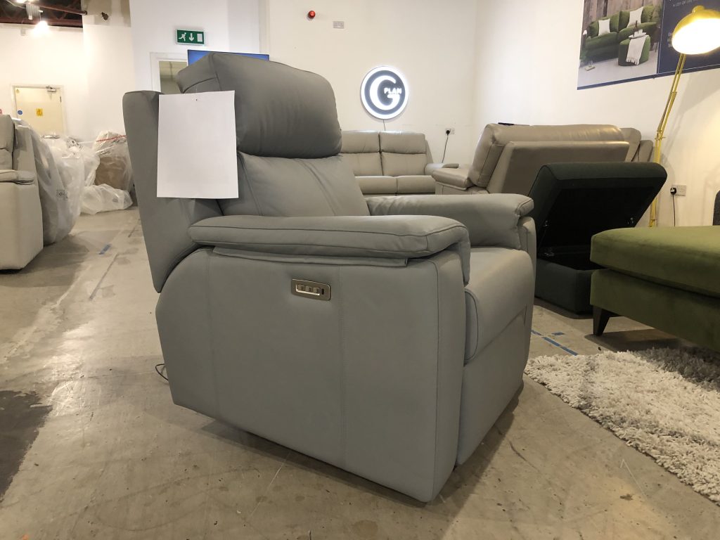 G Plan Thornbury Power Recliner Chair with Adjustable Head and Lumbar in Durham Steel