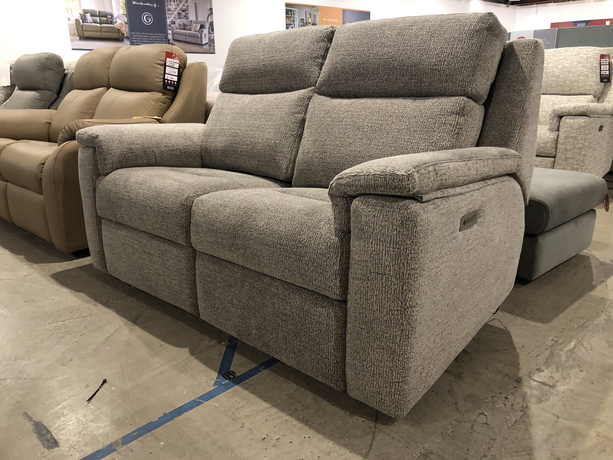 G Plan Thornbury Small Sofa with Electric Recliner Headrest and Lumbar in Marin Taupe