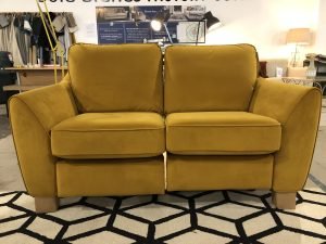 G Plan Vintage 68 Small Sofa with LHF electric footrest in Plush Turmeric